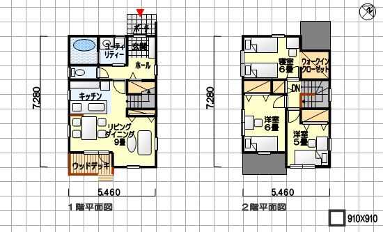 狭小住宅の間取り図 テラス付き 北玄関 ３ｌｄｋ ２５坪 住みやすい間取りのヒント