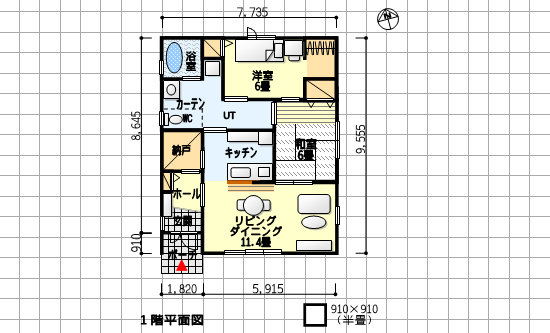 夫婦別寝室でも互いの距離感を調節できる平屋の間取り南玄関、2LDK、21坪